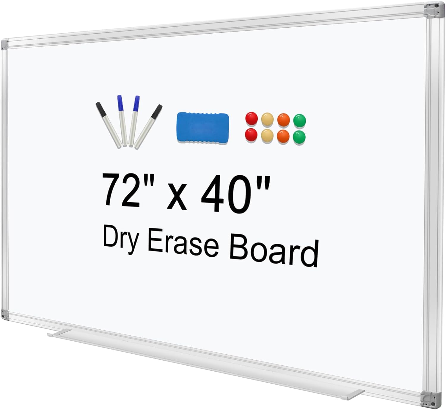72"x40"Dry Erase Board for Wall Aluminum Presentation Magnetic Whiteboard