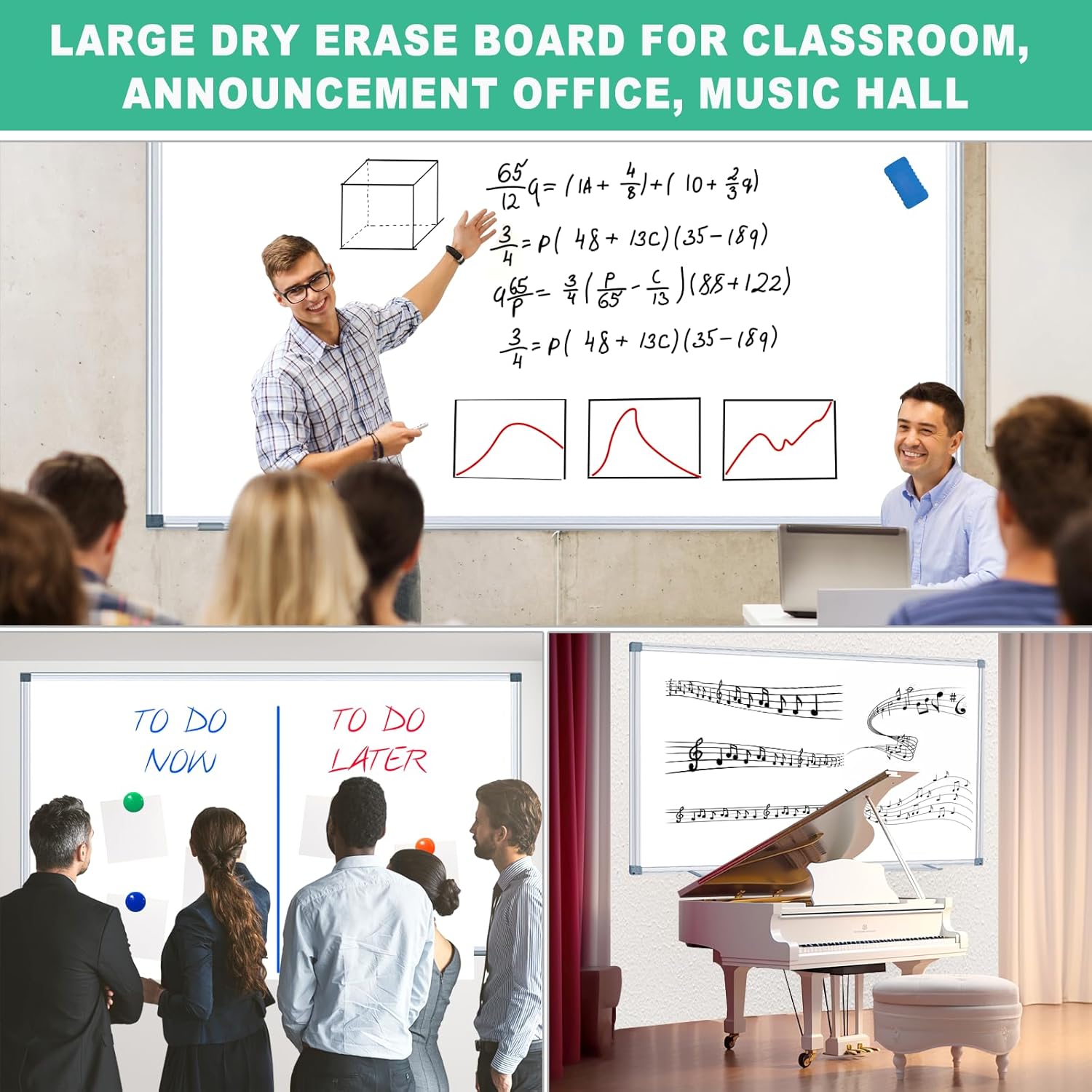 60x40 (2pcs) Whiteboard Dry Erase White Board for Wall, Magnetic Boards, Large Wall White Board