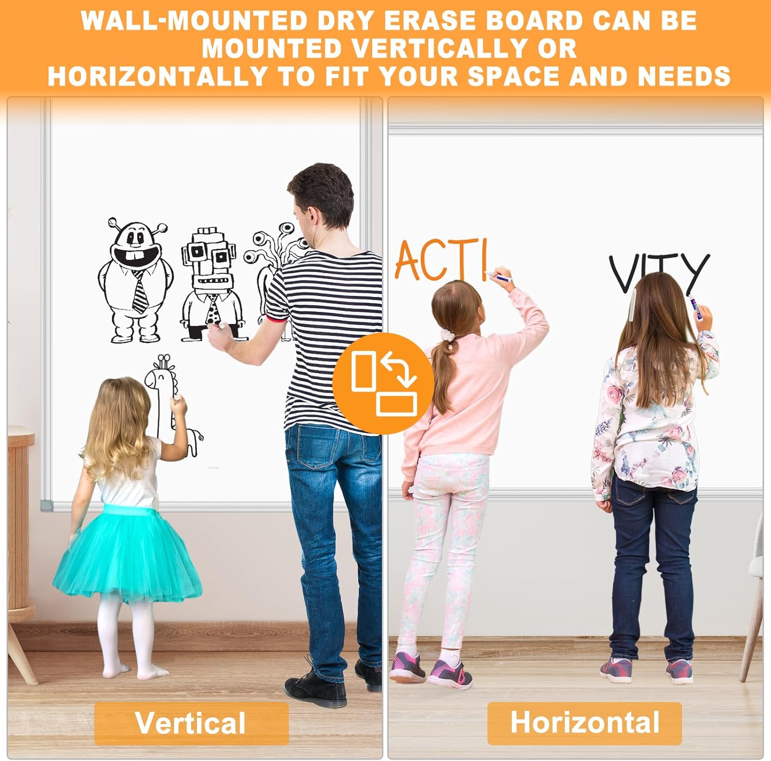 72"x40"Dry Erase Board for Wall Aluminum Presentation Magnetic Whiteboard