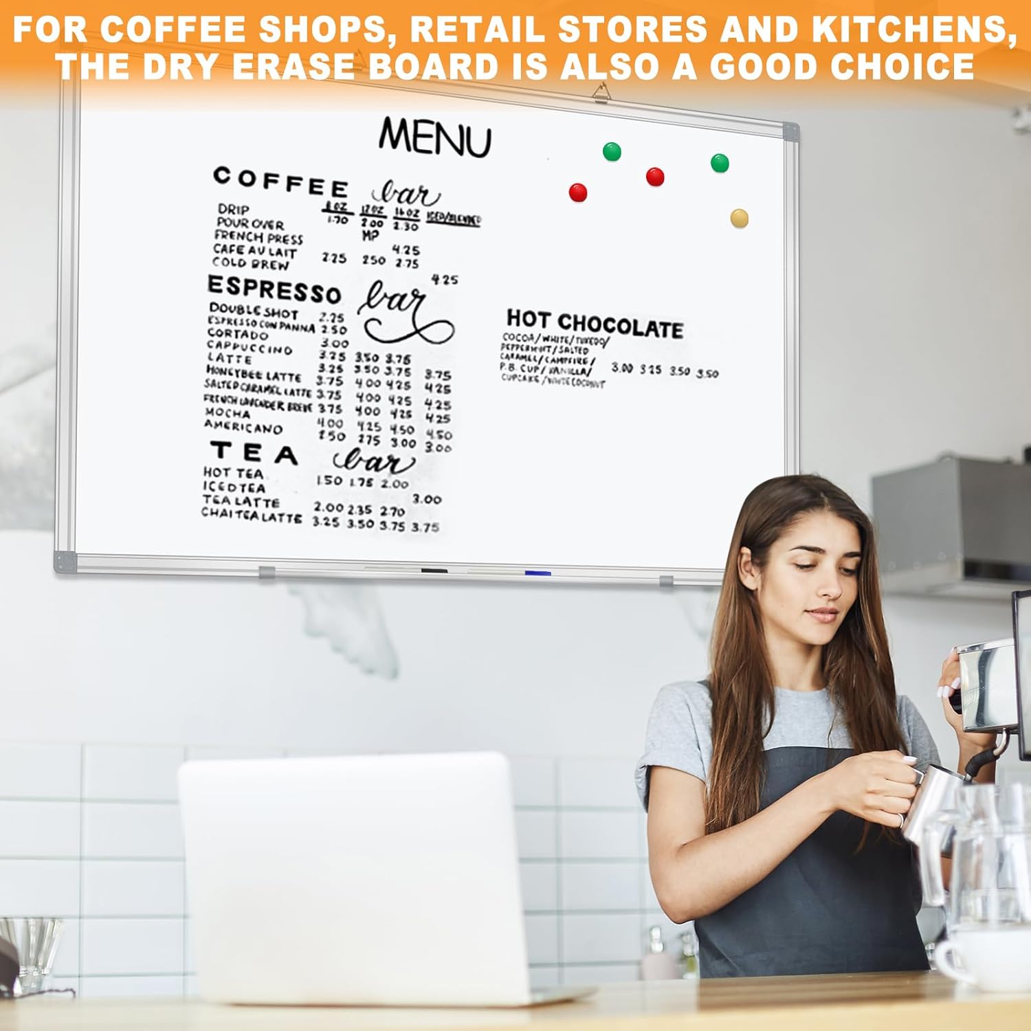 72"x40"Dry Erase Board for Wall Aluminum Presentation Magnetic Whiteboard