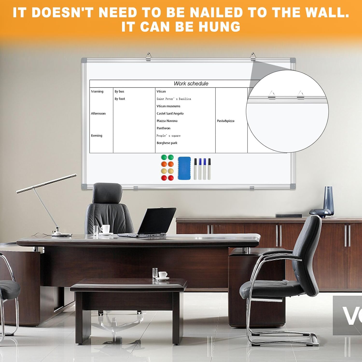 72"x40"Dry Erase Board for Wall Aluminum Presentation Magnetic Whiteboard