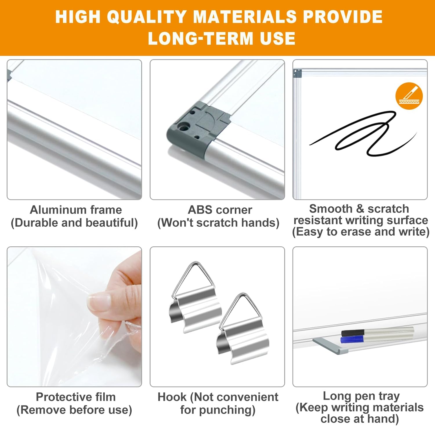 60" x 48"/5' x 4' (2 Pack) Dry Erase Board for Wall, Magnetic Presentation Whiteboard with Long Pen Tray