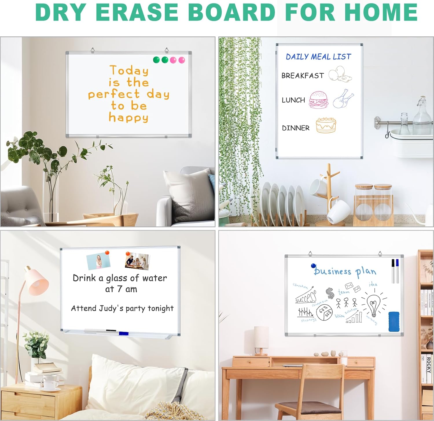 36"x24"/3' x 2' (3pcs)Whiteboard Dry Erase White Board for Wall Magnetic Boards