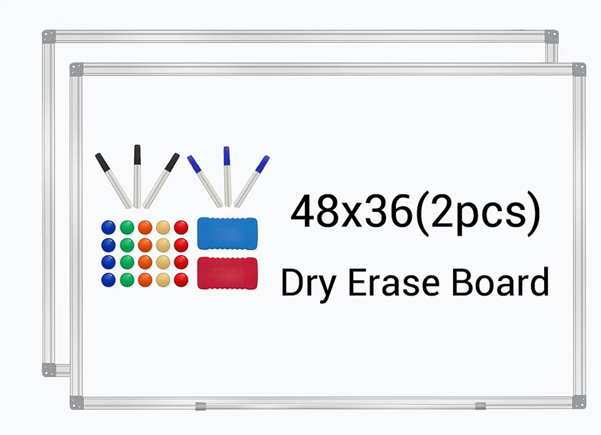 48"x36"/ 4' x 3'  (2pcs) Whiteboard Dry Erase White Board for Wall Magnetic Boards