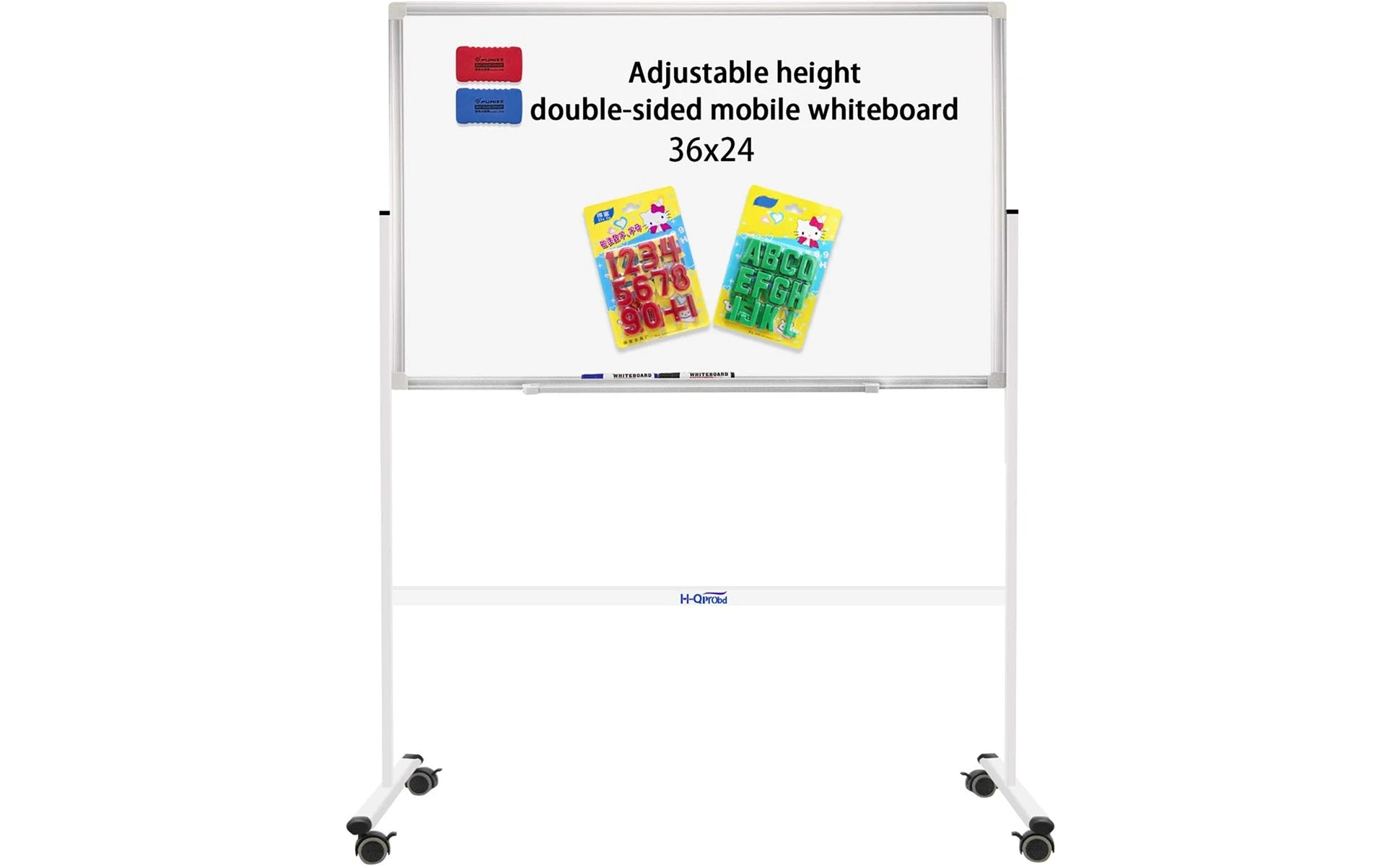 36"x24"Mobile Whiteboard Magnetic Dry Erase Board with Stand - Adjustable Height Double Side Rolling White Boards